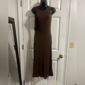 Lou & Grey Chocolate Brown Back Cut Out Ribbed Maxi Dress